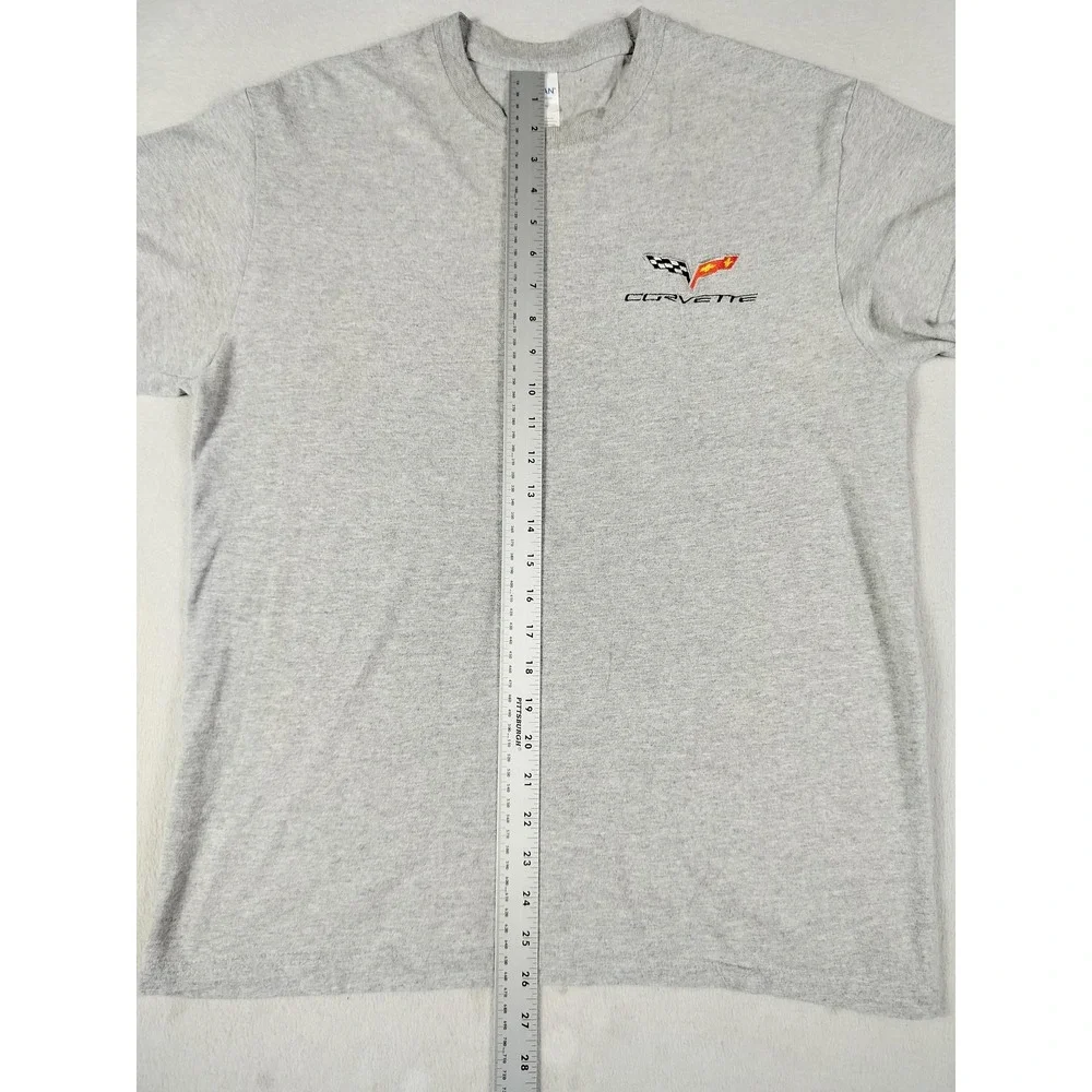 Gildan Corvette Shirt Mens Medium Gray Graphic Tee Chevy Sports Car Automotive